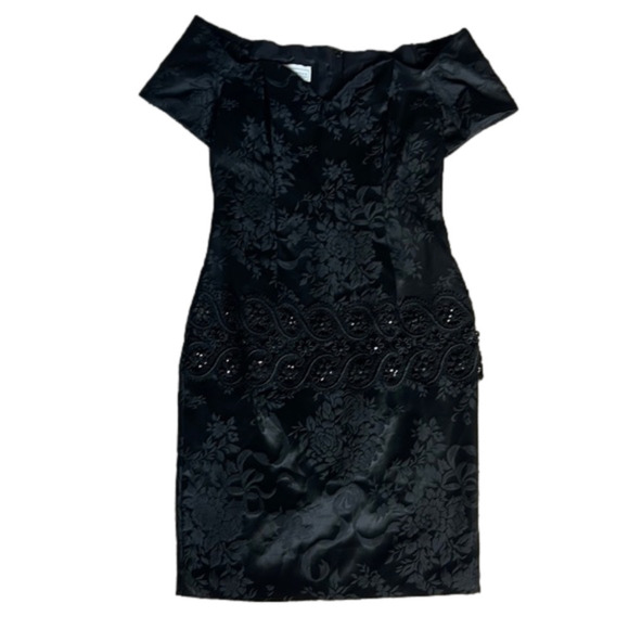 BLACK size 4 scott mcclintock sweetheart neckline black mini dress - Picture 1 of 3